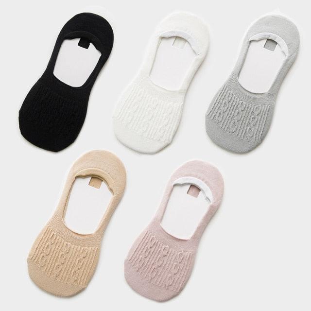 5-pair Stevvex women cotton low-cut ankle socks with non-slip grip multi-color set on Tampa Home & Garden Store