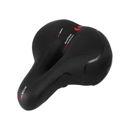 Black leather bicycle saddle with memory foam padding, dual shock absorption on Tampa Home & Garden Store