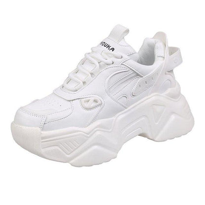 Women white leather platform sneakers Stevvex lace-up with chunky sole on Tampa Home & Garden Store