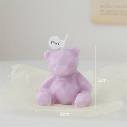 Stevvex teddy bear candle purple bear-shaped scented candle, 6 cm tall cake topper on Tampa Home & Garden Store
