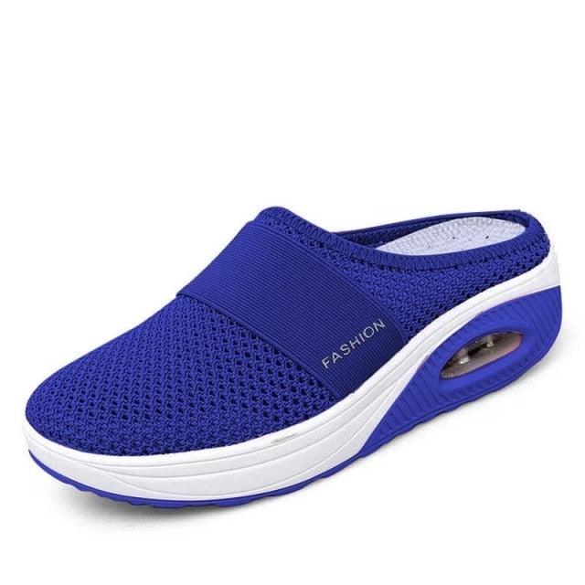 Stevvex women’s mesh platform slippers blue breathable upper, cushioned light-weight air-sole on Tampa Home & Garden Store