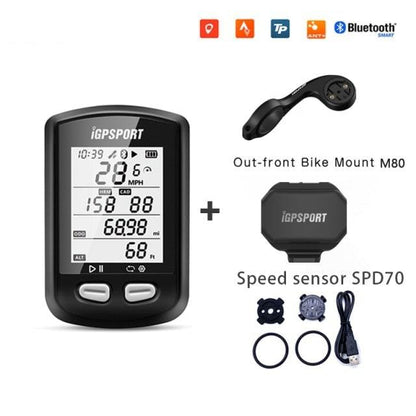 Bike GPS cycling computer iGPSPORT ST90SP1015BTU black case; includes M80 mount, SPD70 sensor on Tampa Home & Garden Store