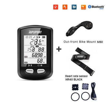 Stevvex ST90SP1015BTU bike GPS speedometer with M80 mount and HR40 sensor on Tampa Home & Garden Store