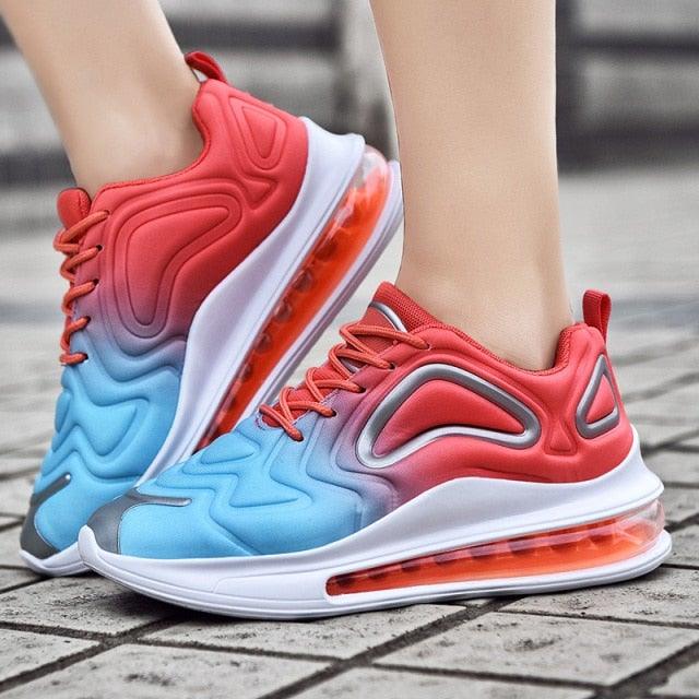 Men's Stevvex ST85SH1455LUI air mesh platform sneakers pair in red-to-blue with air sole on Tampa Home & Garden Store