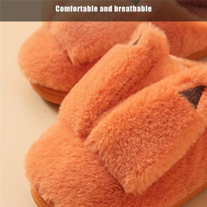 Slippers Stevvex orange plush fur pair for home, fuzzy faux fur, anti-skid sole on Tampa Home & Garden Store
