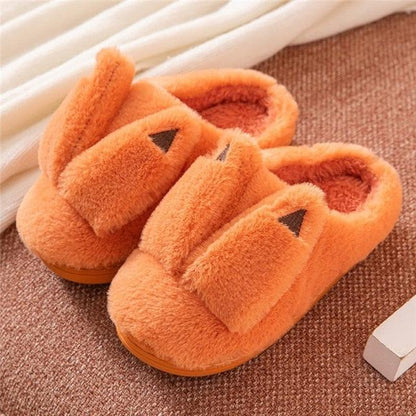 Slippers Stevvex orange fuzzy pair with plush fur, cozy house slippers for couples, anti-slip on Tampa Home & Garden Store