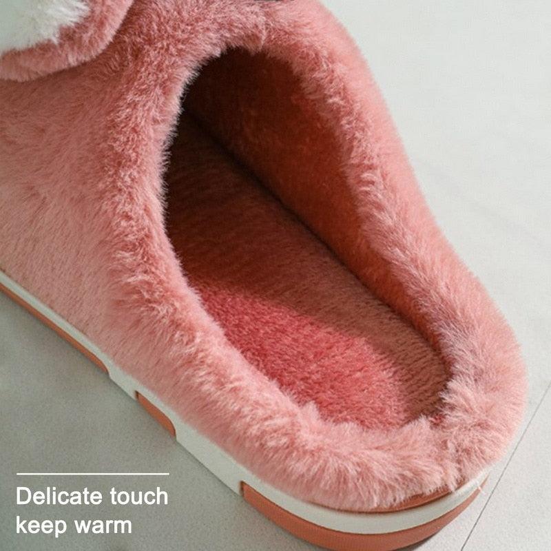 Couples pink fuzzy home slippers with plush lining and anti-slip sole Stevvex on Tampa Home & Garden Store