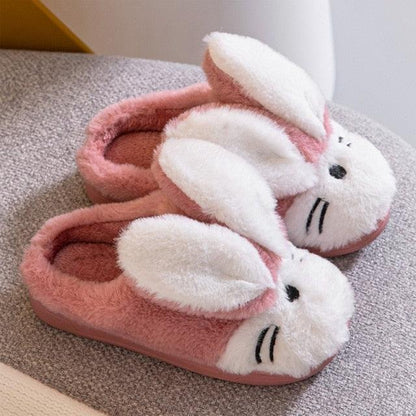 Stevvex bunny slippers pink and white plush fur with anti-skid bottom pair on Tampa Home & Garden Store