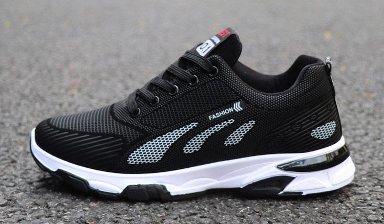 Stevvex casual athletic shoes black mesh running sneakers with white cushioned sole on Tampa Home & Garden Store