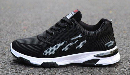 Stevvex casual athletic shoes black mesh running sneakers with white cushioned sole on Tampa Home & Garden Store