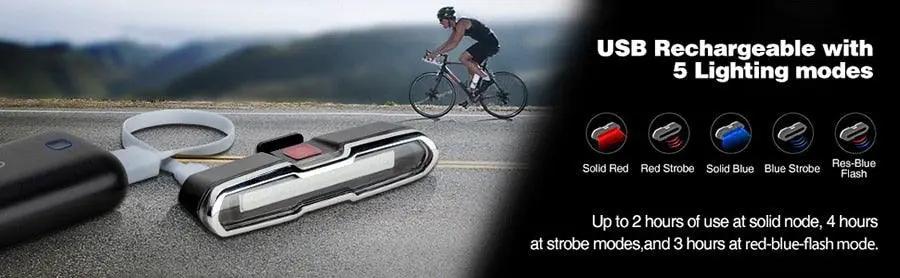 Bike Tail Light Usb Rechargeable with 5 Modes
