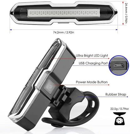Bike Tail Light Usb Rechargeable with 5 Modes