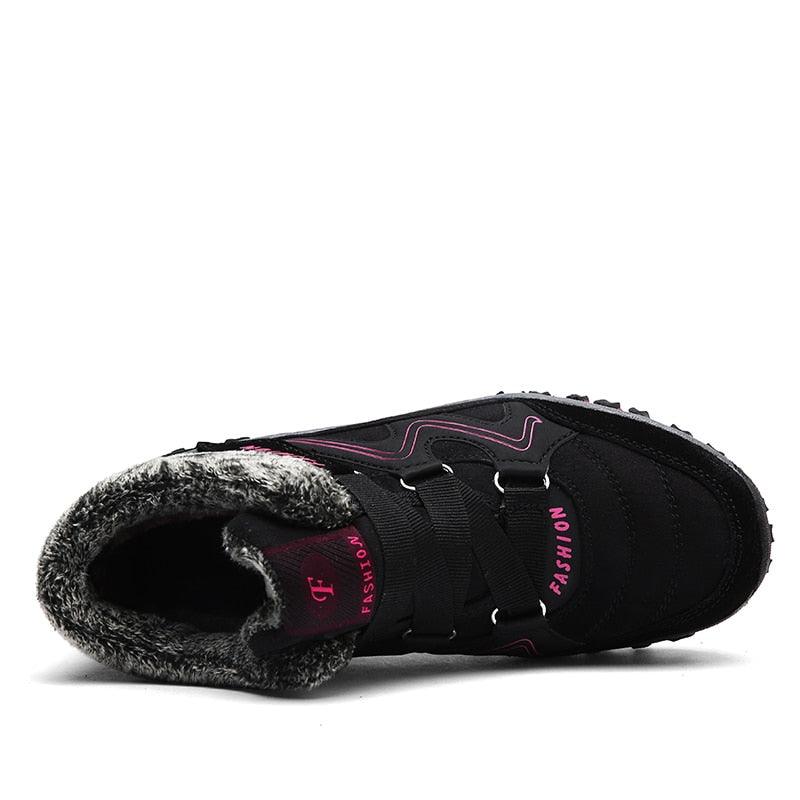 Stevvex winter boots black fur-lined high-top snow boots with rugged non-slip outsole on Tampa Home & Garden Store