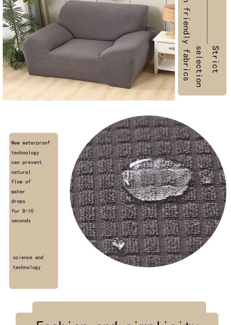 Stevvex gray waffle waterproof sofa cover; stretch jacquard slipcover for couches on Tampa Home & Garden Store