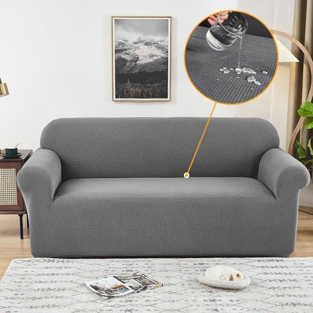 Stevvex sofa cover gray waterproof waffle stretch jacquard slipcover for couches on Tampa Home & Garden Store