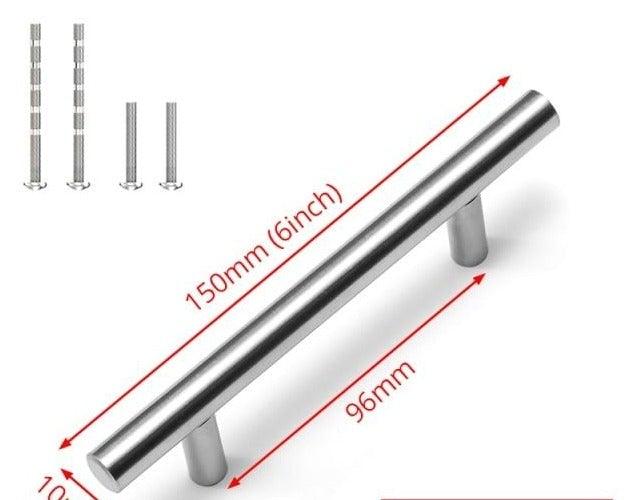 Stevvex 20-pc stainless steel T-bar cabinet pull set, 150mm length, 96mm centers on Tampa Home & Garden Store