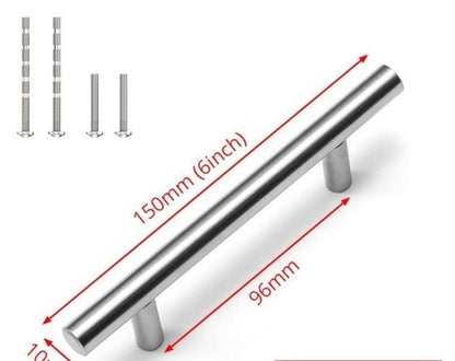 Stevvex 20-pc stainless steel T-bar cabinet pull set, 150mm length, 96mm centers on Tampa Home & Garden Store