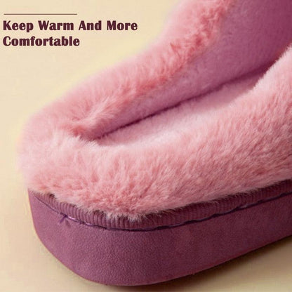 Stevvex plush pink slippers with fluffy fur lining and purple sole on Tampa Home & Garden Store
