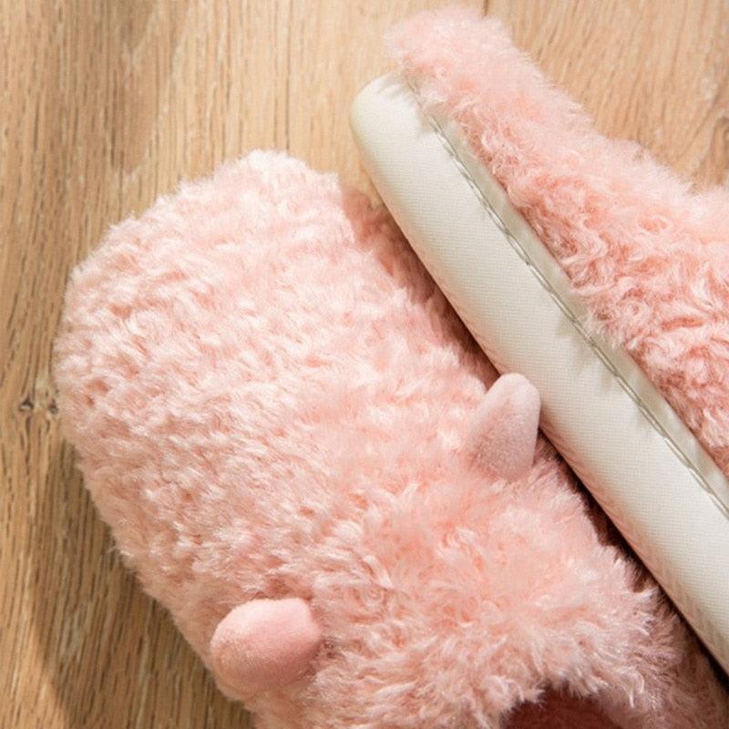 Couples pink faux-fur slippers Stevvex with plush interior and anti-skid sole on Tampa Home & Garden Store