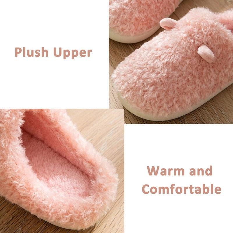 Couples pink plush slippers by Stevvex with fluffy upper and warm interior pair on Tampa Home & Garden Store