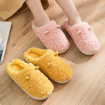 Stevvex plush fur slippers for couples pink and yellow fluffy house slippers 2 pairs on Tampa Home & Garden Store