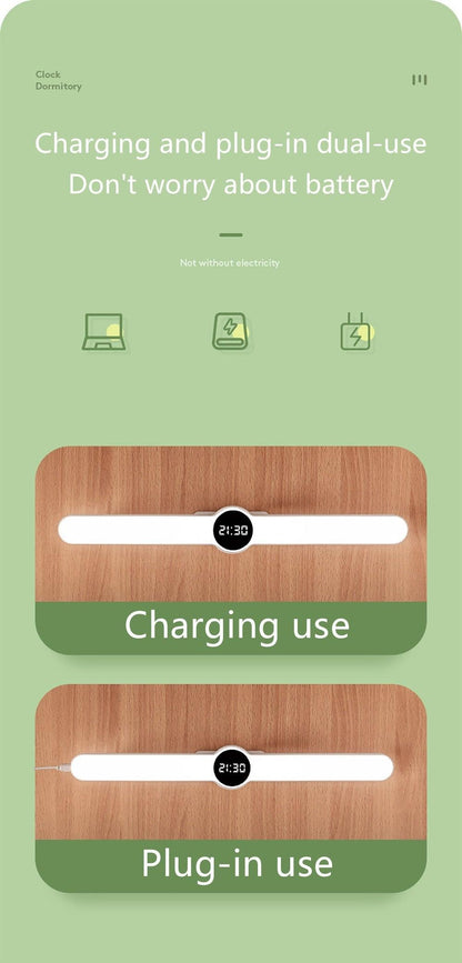 Stevvex desk lamp with circular clock on white LED strip dual USB charging and plug-in use on Tampa Home & Garden Store
