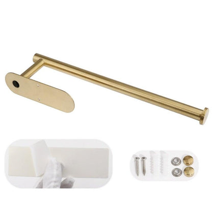 Adhesive toilet paper holder Stevvex, gold 304 stainless steel with horizontal bar wall mount on Tampa Home & Garden Store