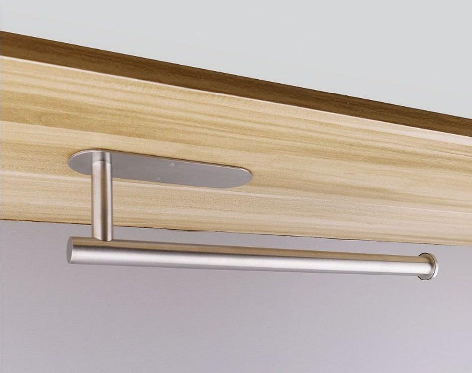 Adhesive stainless steel toilet paper holder with horizontal bar and mounting plate by Stevvex on Tampa Home & Garden Store