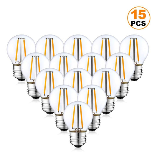 Stevvex LED globe filament bulbs 15-pack clear glass warm/cool white vintage Edison decor on Tampa Home & Garden Store