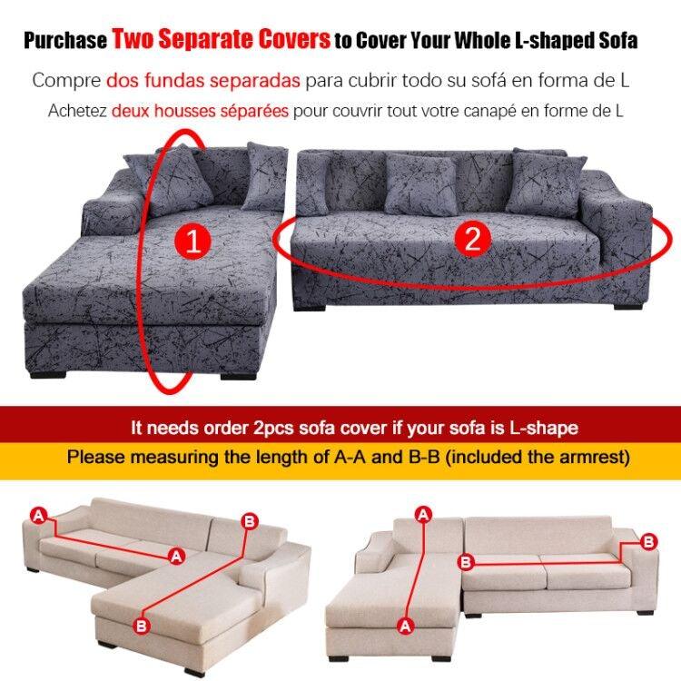 Stevvex ST50DE3826SDF two-cover for L-shaped chaise sofa, geometric jacquard with elastic bottom on Tampa Home & Garden Store