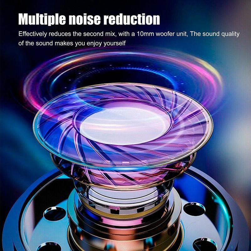 In-Ear Headphones Stevvex wireless ad featuring a vibrant oversized circular speaker graphic with metallic detailing on Tampa Home & Garden Store