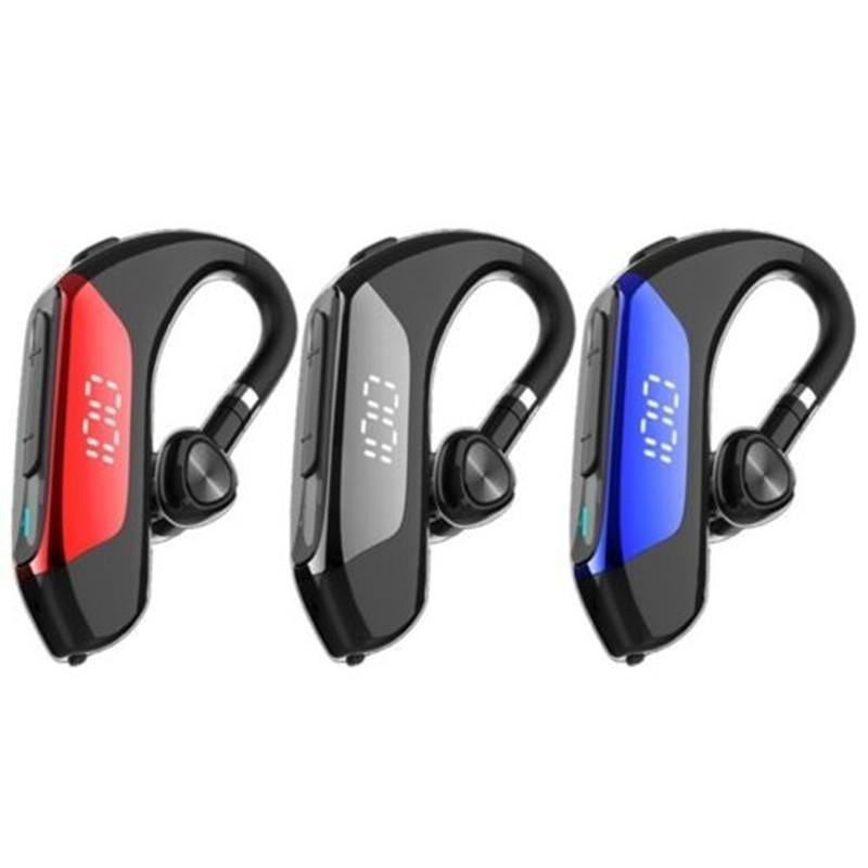 Stevvex Bluetooth 5.0 wireless single-ear headset with LED display 3 color variants red gray blue on Tampa Home & Garden Store