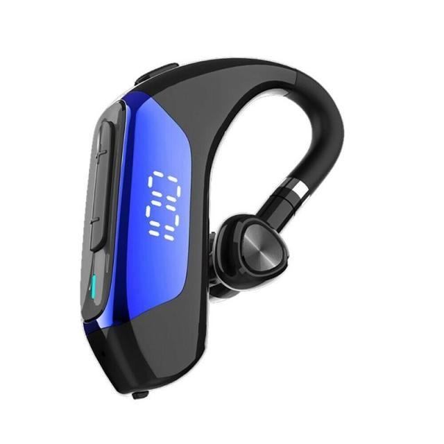 Business Bluetooth 5.0 single-ear headset with blue LED power display, black neckband earphone on Tampa Home & Garden Store