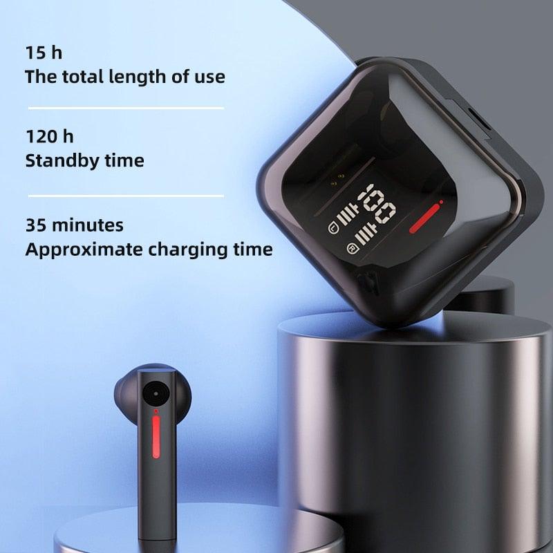 Stevvex LED Display Bluetooth 5.0 wireless in-ear headphones with magnetic earbuds case Black on Tampa Home & Garden Store