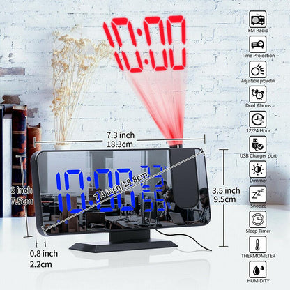 Stevvex LED alarm clock with blue display, projection, USB charger, dual alarms desk clock on Tampa Home & Garden Store