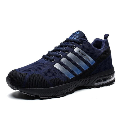 Stevvex navy blue breathable mesh running sneakers with air cushion sole lace-up low top on Tampa Home & Garden Store
