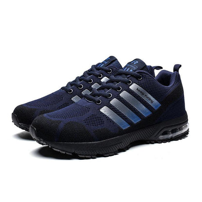Running sneakers Stevvex navy mesh pair with air cushion sole lace-up low-top athletic shoes on Tampa Home & Garden Store