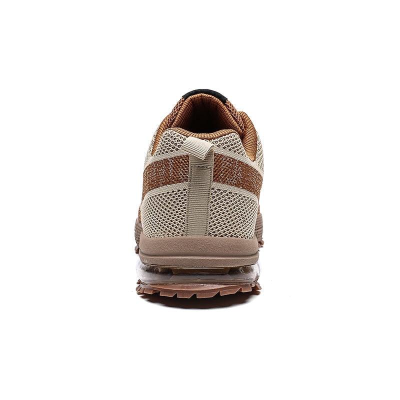 Stevvex men's running sneakers with breathable beige knit upper, pull-tab heel, midsole on Tampa Home & Garden Store