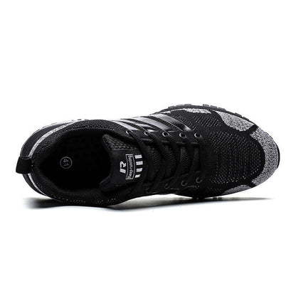 Stevvex running sneakers black knit upper lace-up low-top athletic shoes on Tampa Home & Garden Store