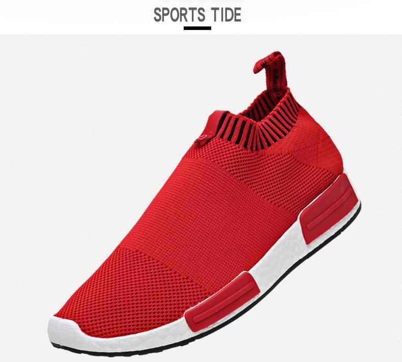 Men's red breathable knit running sneakers with white sole and red accents Stevvex on Tampa Home & Garden Store