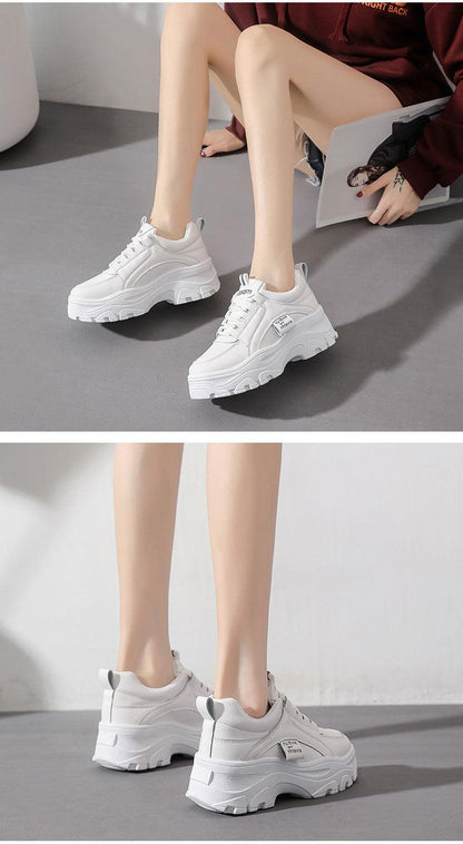 Stevvex white platform sneakers with chunky sole, lace-up, back pull tab on Tampa Home & Garden Store
Stevvex white platform sneakers rear view with chunky sole and pull tab on Tampa Home & Garden Store