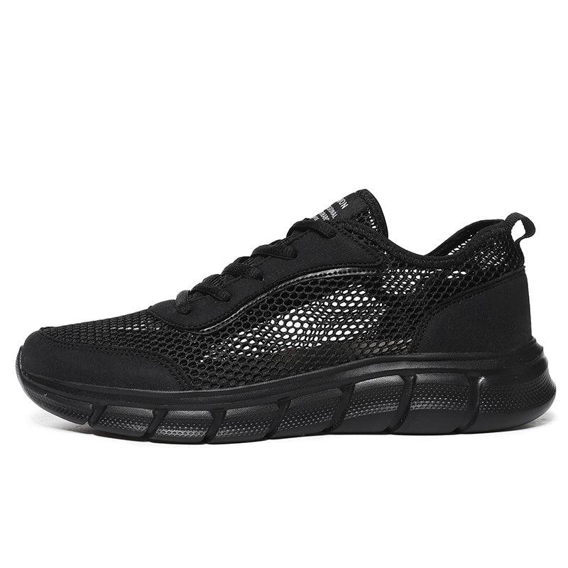 Men's black mesh sneakers by Stevvex with breathable upper and chunky sole on Tampa Home & Garden Store
