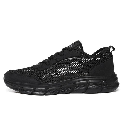 Men's black mesh sneakers by Stevvex with breathable upper and chunky sole on Tampa Home & Garden Store