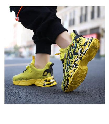 Spring Children Breathable Mesh Sneakers yellow Stevvex kids running pair on Tampa Home & Garden Store