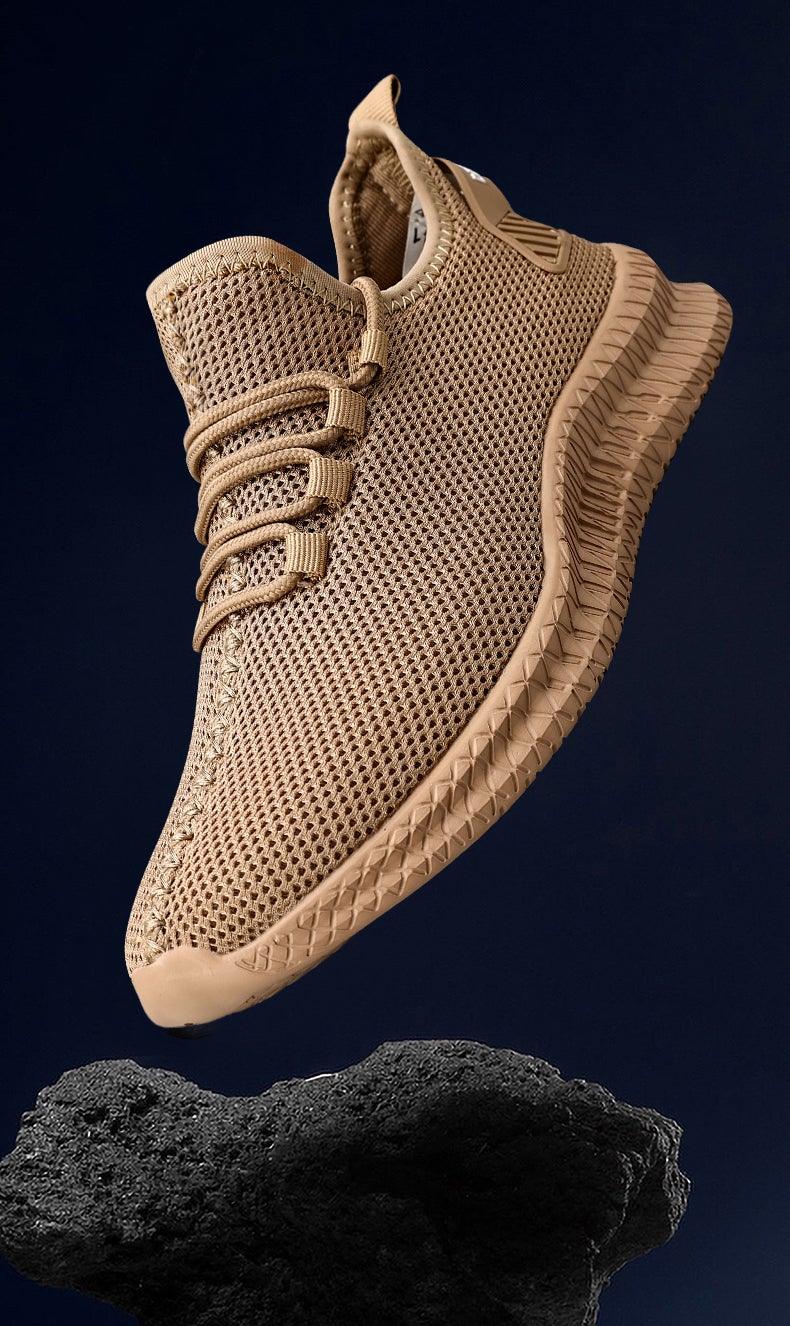 Stevvex men's tan mesh running sneaker breathable casual outdoor walking shoe on Tampa Home & Garden Store