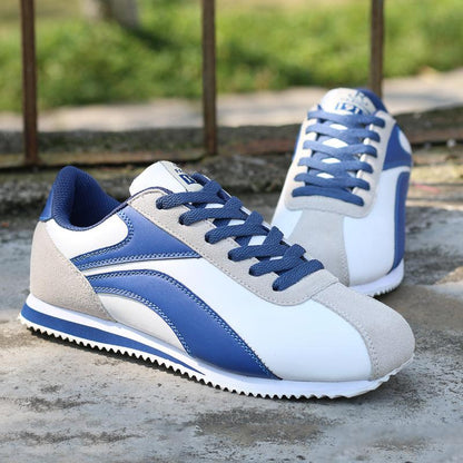 Stevvex athletic sneakers blue white with gray suede toe lace-up running shoes 2 sneakers on Tampa Home & Garden Store