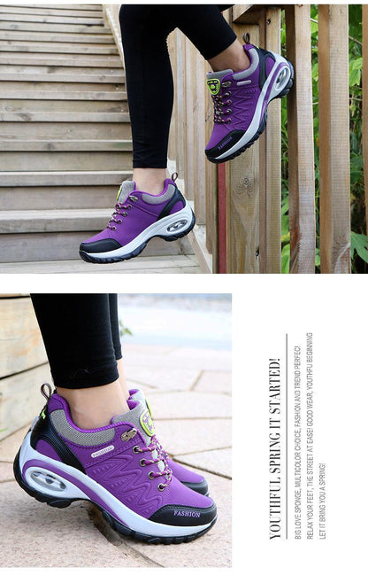 Stevvex Women's running air cushion athletic sneakers purple mesh upper with black accents on Tampa Home & Garden Store