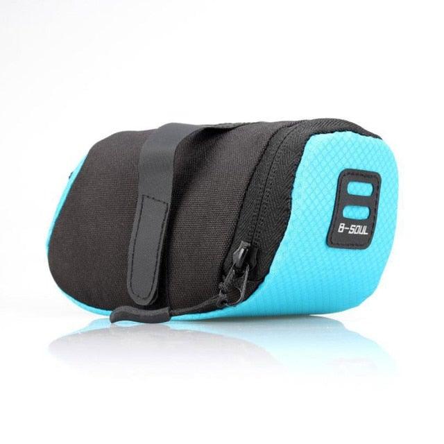 Bicycle saddle bag Stevvex, waterproof under-seat pouch, turquoise blue and black, strap on Tampa Home & Garden Store