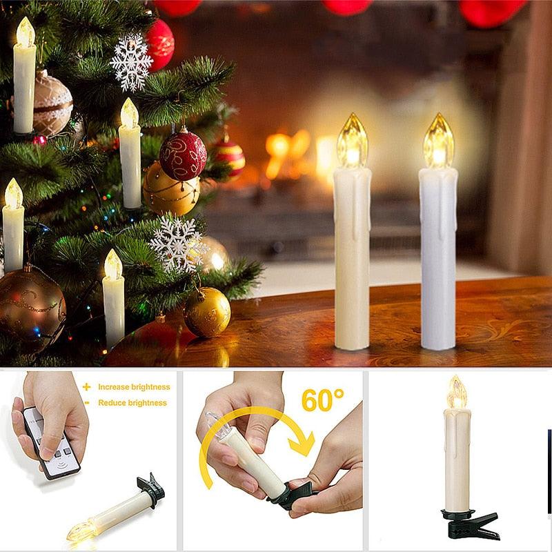 Stevvex flameless taper candles with remote, warm white LED candle lights for Christmas decor on Tampa Home & Garden Store
