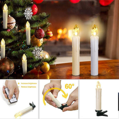 Stevvex flameless taper candles with remote, warm white LED candle lights for Christmas decor on Tampa Home & Garden Store